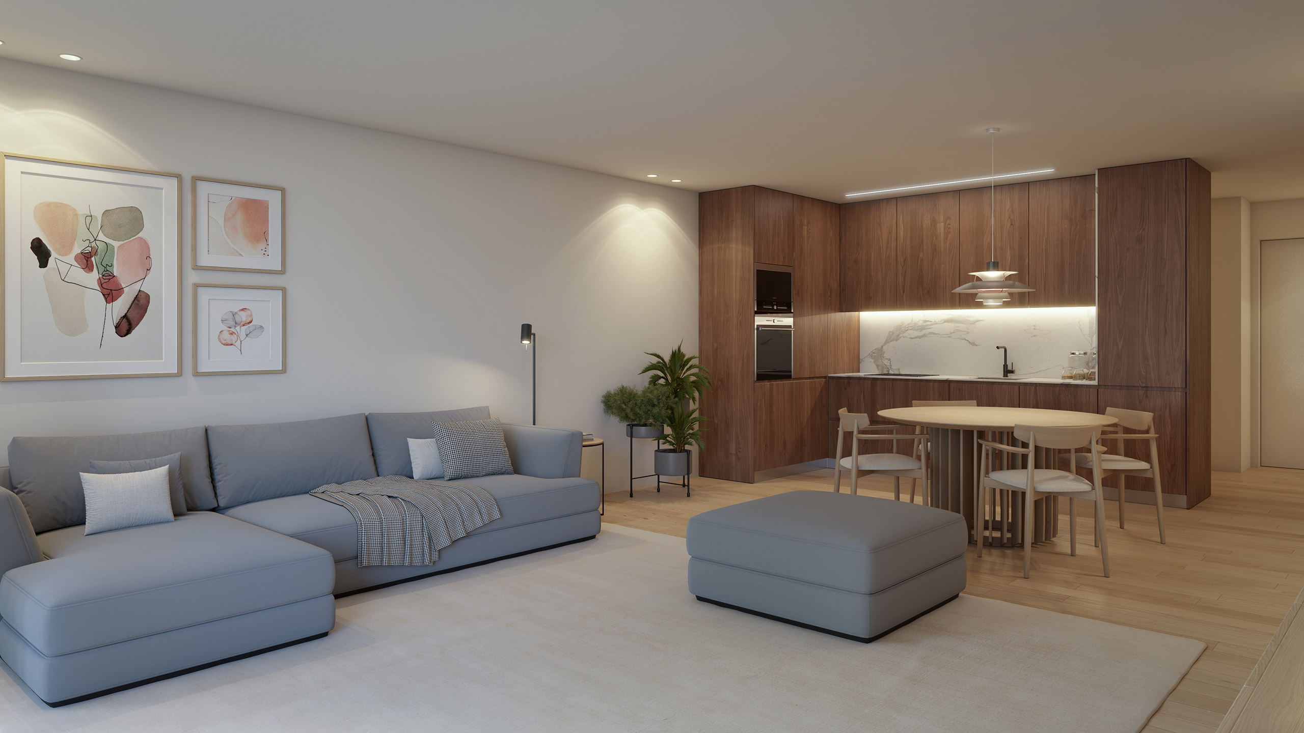Interior de apartamento no empreendimento Prestige Living, no Porto