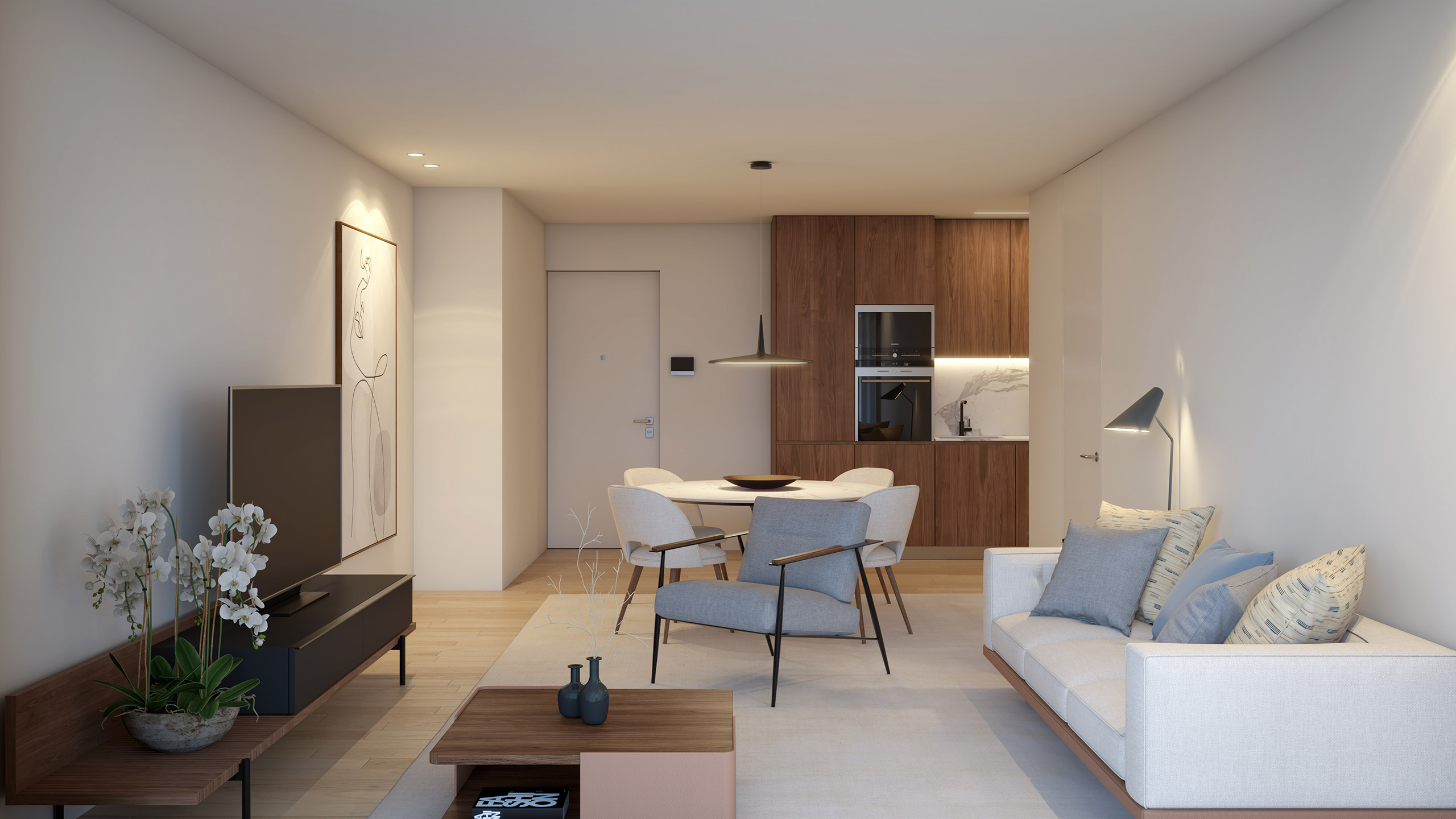 Interior de apartamento no empreendimento Prestige Living, no Porto